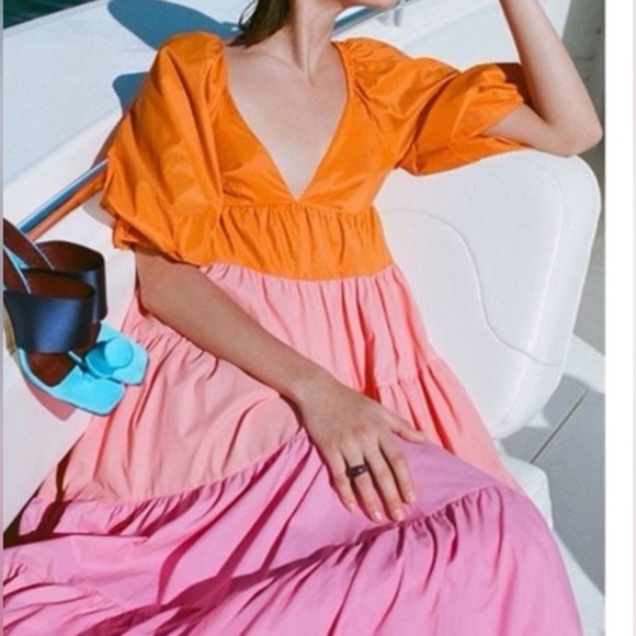 Staud Sz L Lightweight Meadow Nylon Maxi Dress - Worn Once - Picture 3 of 8